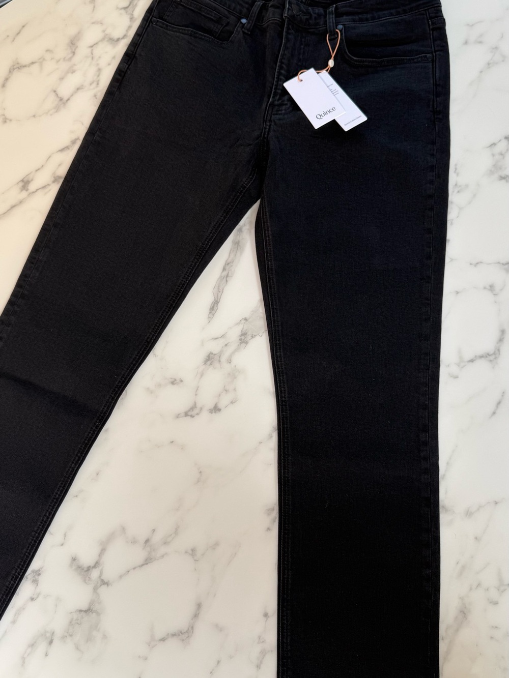 Quince Black Comfort Stretch Straight Leg Jeans - Size 32/30